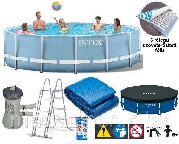 Каркасный бассейн 457 х 107 см Intex 28734 / 28234 Prism Frame Pool, лестница, фильтр насос, подстилка, тент - фото 1 - id-p61438421