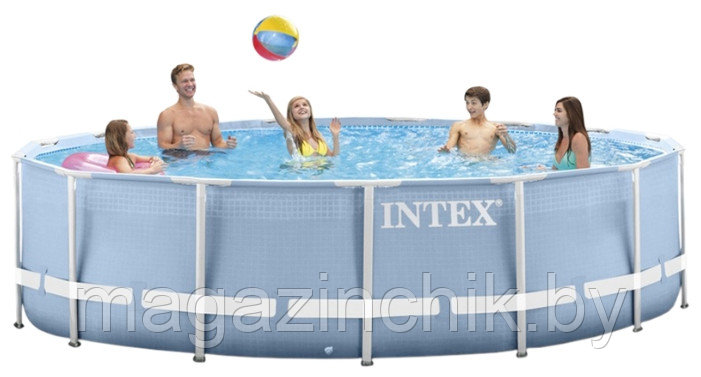 Каркасный бассейн 457 х 122 см Intex 28736 / 28236 Prism Frame Pool, лестница, фильтр насос, подстилка, тент - фото 4 - id-p61438626