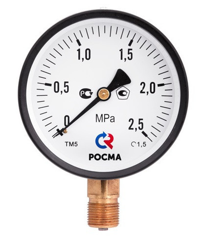 Манометр Росма ТМ-510 серия 10 0…1,6 Мпа М20×1,5 или G½ осевой штуцер