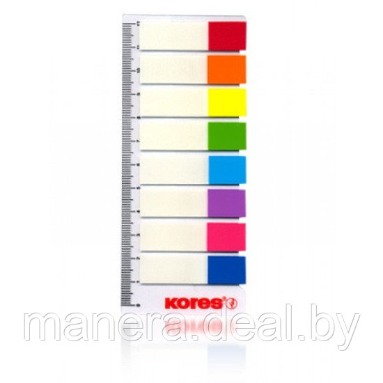 Закладки клейкие пластиковые 12*45 8 цветов KORES - фото 1 - id-p61445367