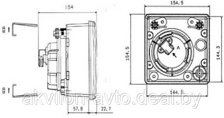 08.7101.000 Фара дорожная квадратная встроенная H4 60/55 W 12V, с прижимами (ФГ-308), фото 2