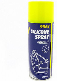 9963 Mannol Silicone Spray 450 мл. Силиконовая водоотталкивающая смазка для пластика и резины