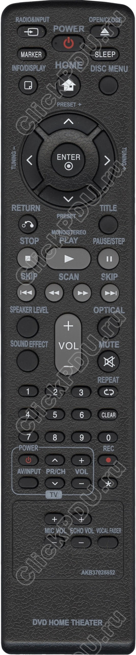 ПДУ для LG AKB37026852 ic AUX DVD HOME THEATER (серия HLG392)