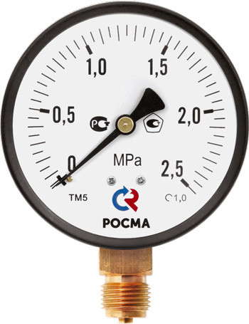 Манометр Росма ТМ-310 серия 10 кл.т. 1,5  0,01 МПа М12×1,5 или G¼  радиальный или осевой штуцер