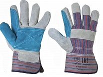 Перчатки спилковые комбинированные с усиленным пальцем, фото 2
