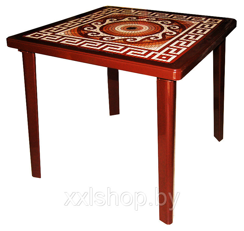 Пластиковый квадратный стол с деколем Греческий орнамент (шоколадный/шоколад) - фото 1 - id-p61485271