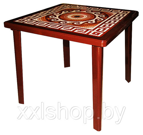 Пластиковый квадратный стол с деколем Греческий орнамент (шоколадный/шоколад), фото 2