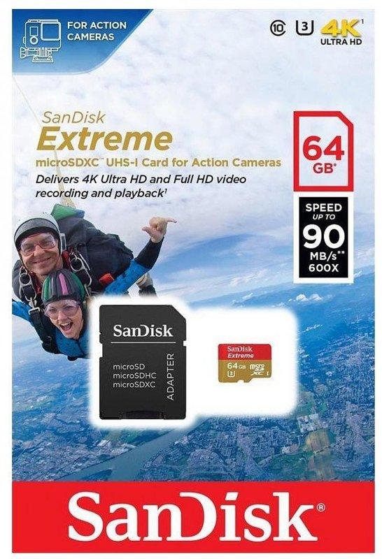 Карта памяти MicroSDXC 64GB SanDisk Extreme® UHS-I, Class 10, 90 МБ/с