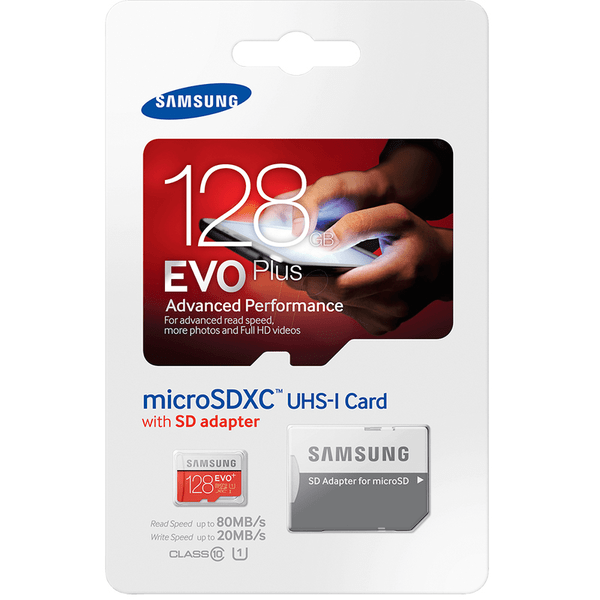 Карта памяти MicroSDXC 128GB Samsung EVO PLUS UHS-I U1, Class 10, 80/20 МБ/с - фото 1 - id-p53490772