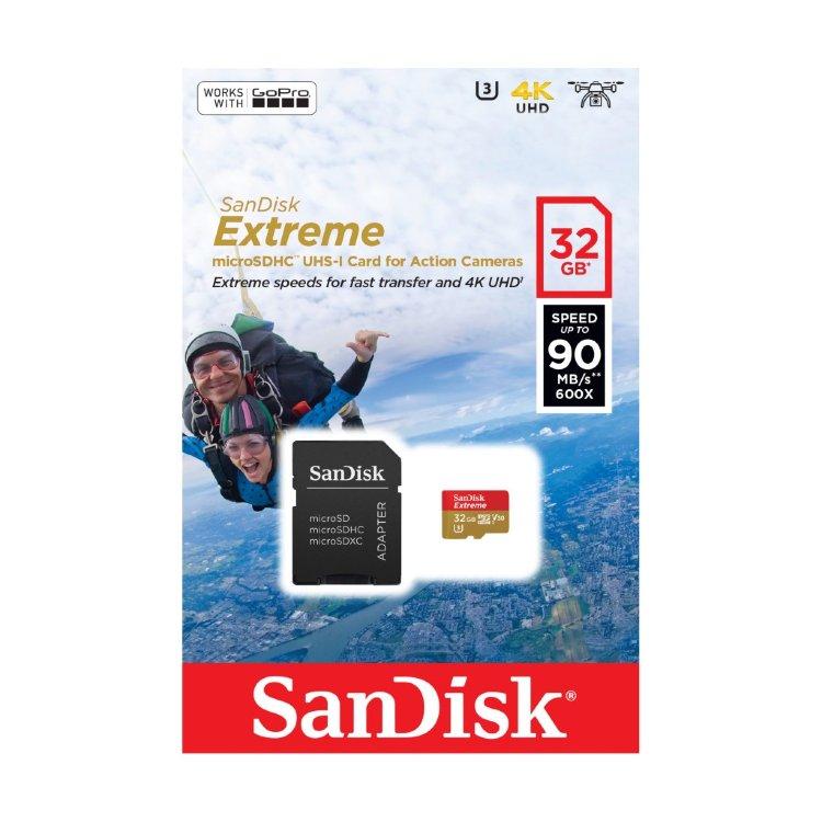 Карта памяти MicroSDHC 32GB SanDisk Extreme® UHS-I, Class 10, 90 МБ/с