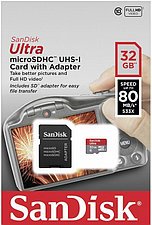 Карта памяти MicroSDHC 32GB SanDisk Ultra® UHS-I, Class 10, 80 МБ/с
