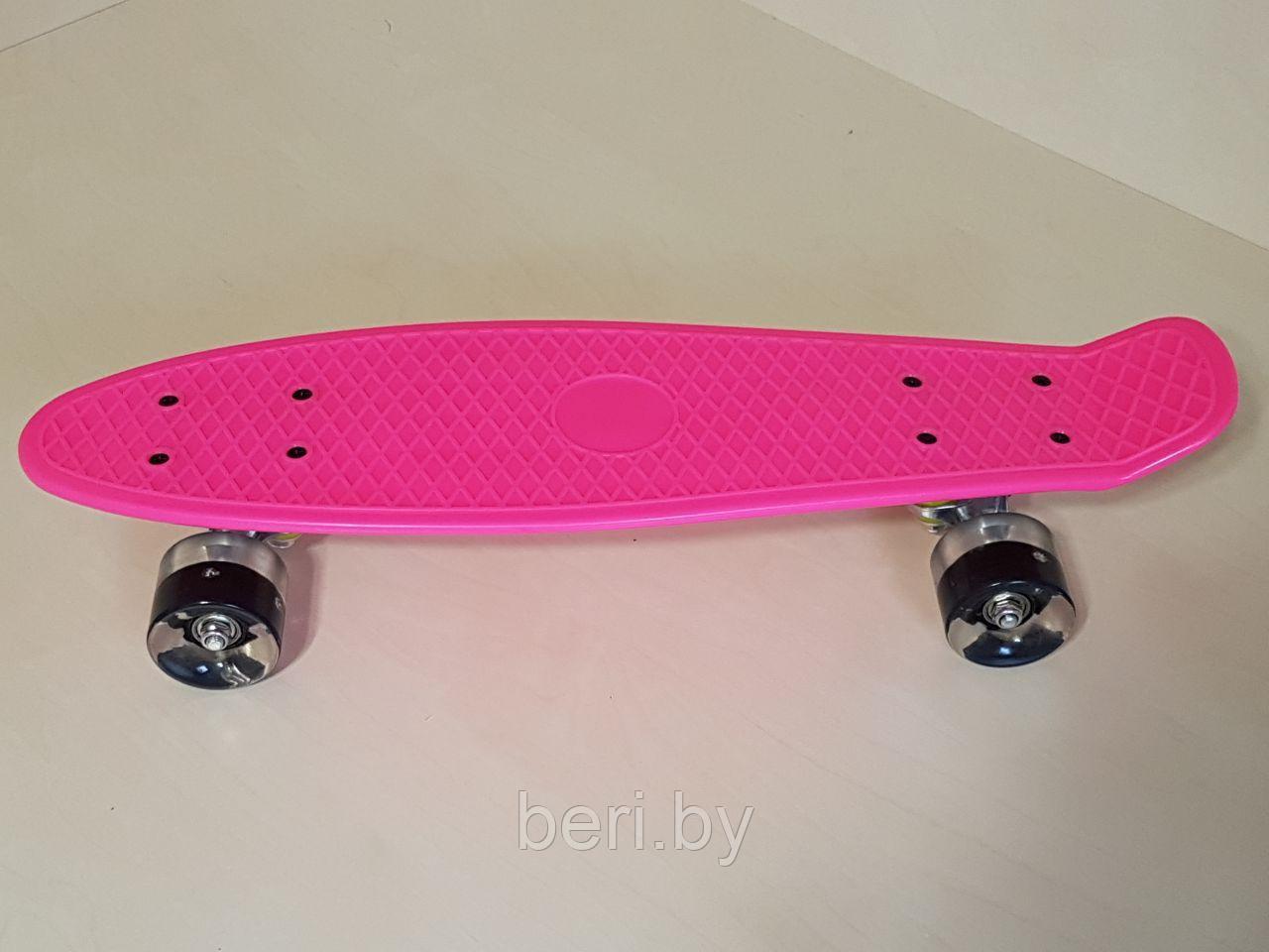 Скейтборд, пенниборд СВЕТЯЩИЕСЯ колеса, пенниборд для начинающих Penny Board 56,5 см, арт 350-2 - фото 3 - id-p75910785