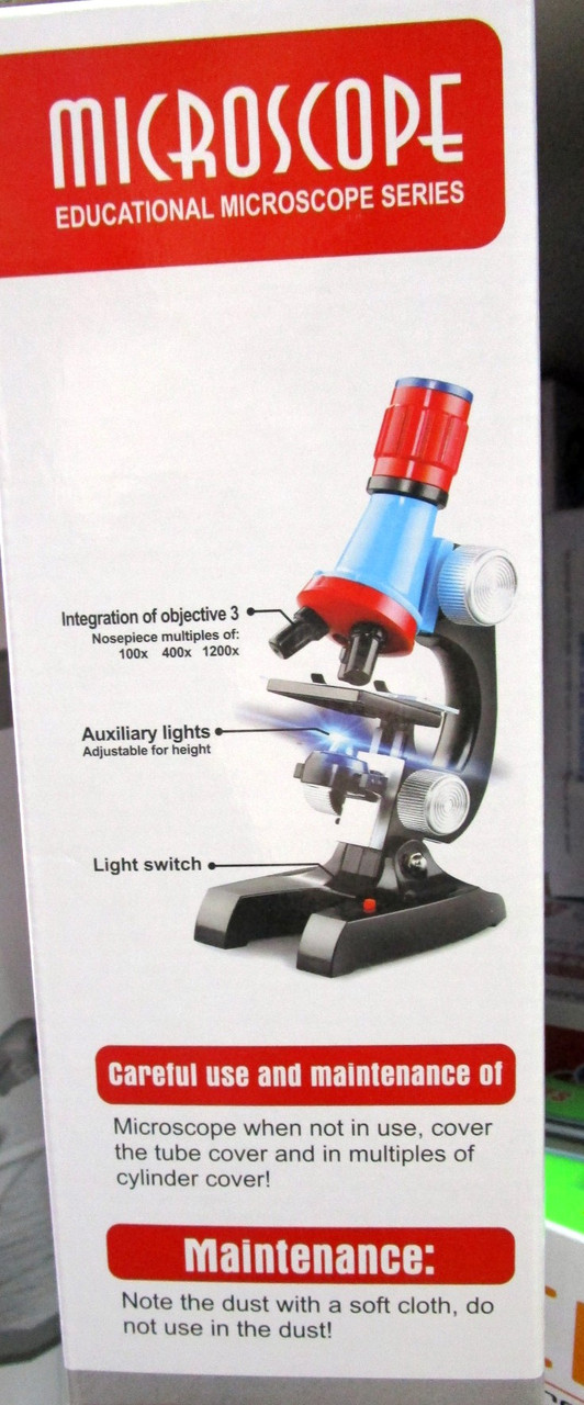 Детский Микроскоп 100Х, 400Х, 1200Х с аксессуарами свет.батарейки.с2121 - фото 4 - id-p61545103