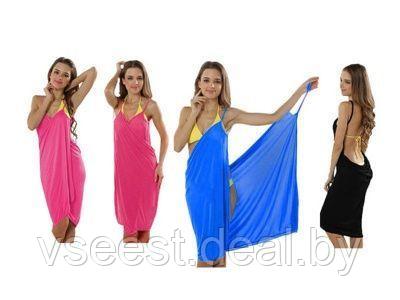 Пляжное платье-полотенце 2в1 bq29 голуб,черн,розовый L - фото 1 - id-p61566619