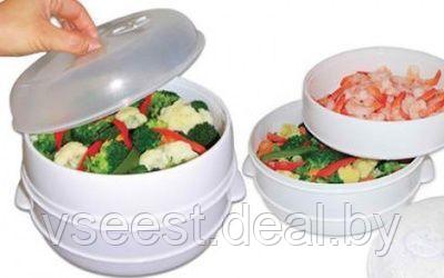 Пароварка для СВЧ двухуровневая «Вкус и польза» (Microwave Multi Steamer) TK 0004, фото 2