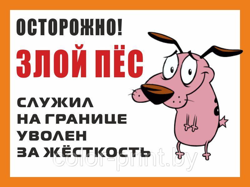 Табличка "Злая собака" 200*150 - фото 2 - id-p61622399