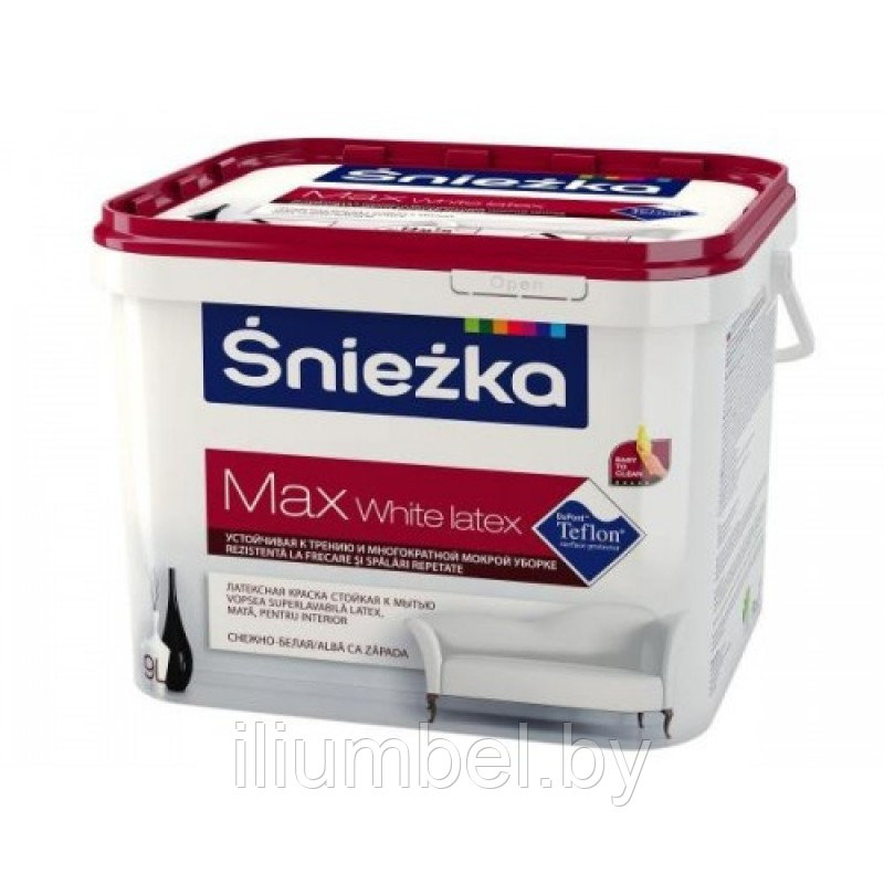 SNIEZKA MAX WHITE LATEX моющаяся латексная краска с тефлоном матовая белая Польша 10л