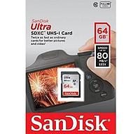 Карта памяти SDXC 64GB SanDisk Ultra, Class 10, 80 МБ/с