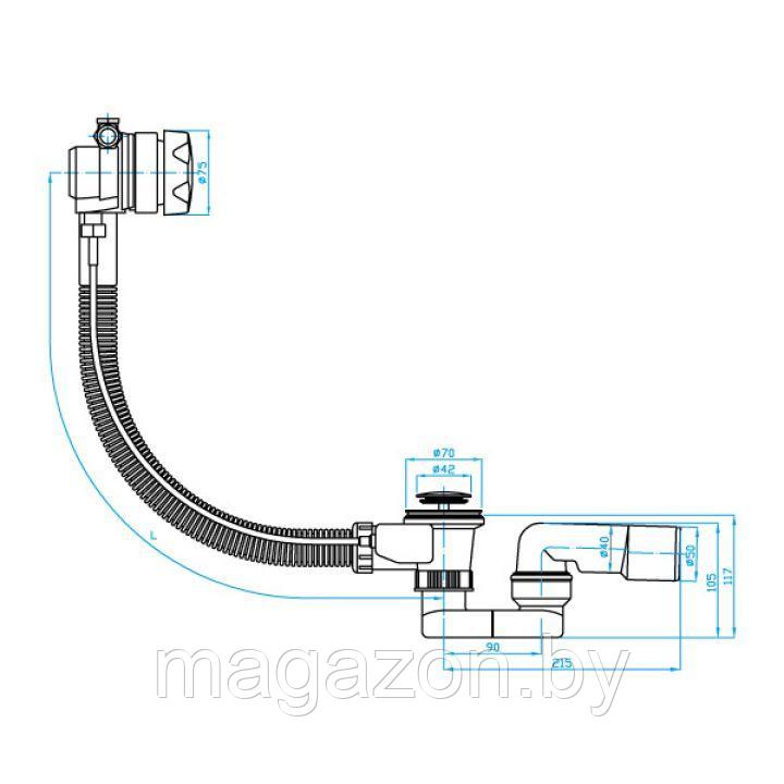 Сифон для ванны с напуском воды через перелив PlastBrno EVNE057 - фото 2 - id-p61651785