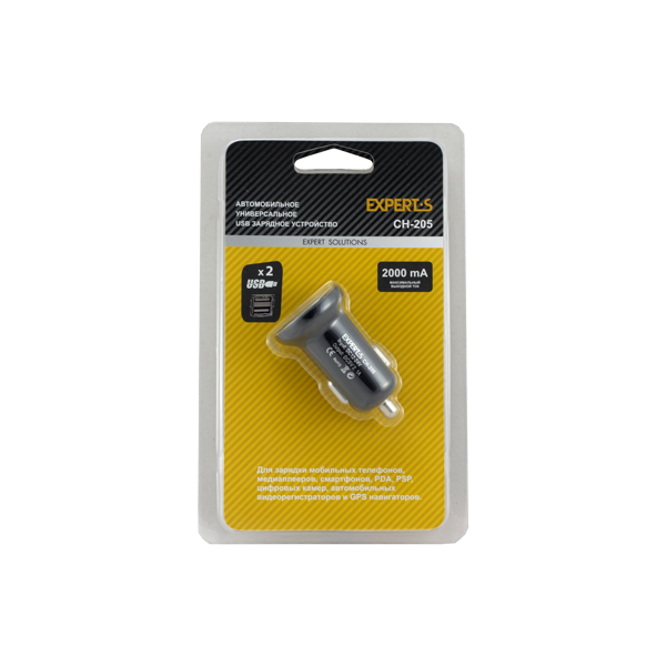 Автомобильное универсальное зарядное устройство USB EXPERTS CH-205 Black - фото 1 - id-p61664094
