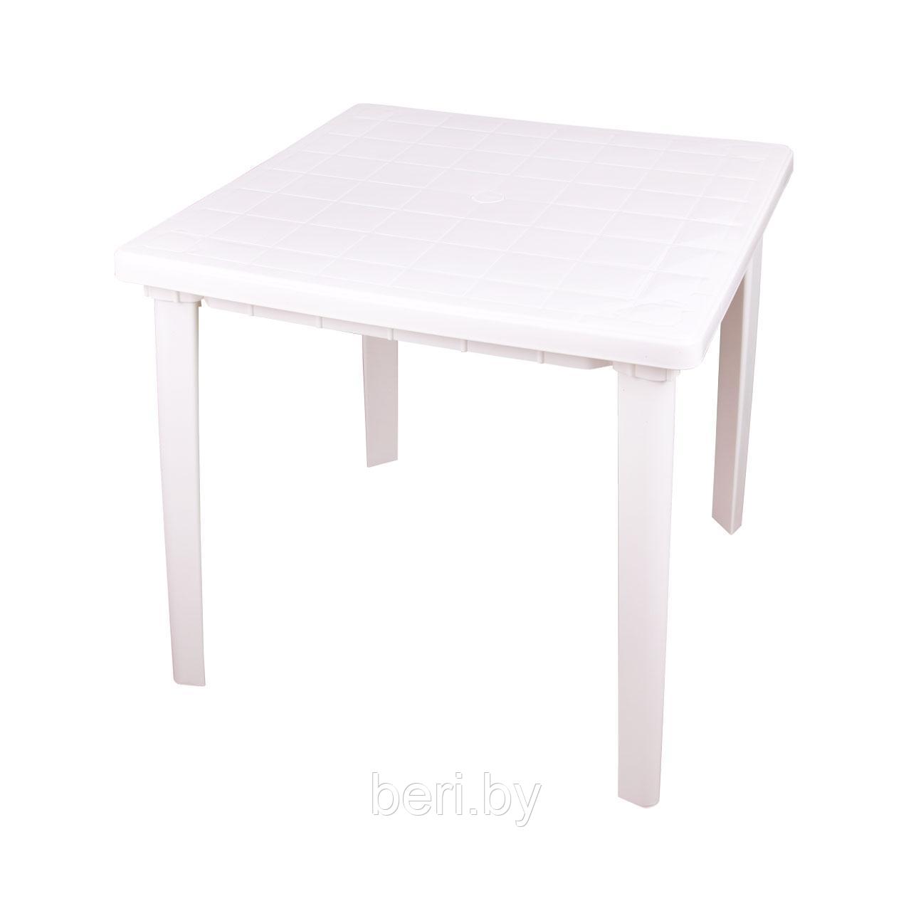 Стол квадратный пластиковый, 800х800х740 см, М2593, белый - фото 1 - id-p61702601