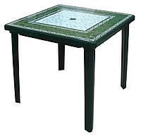 Стол квадратный пластиковый с декором, 800х800х740 см, М3014, зеленый