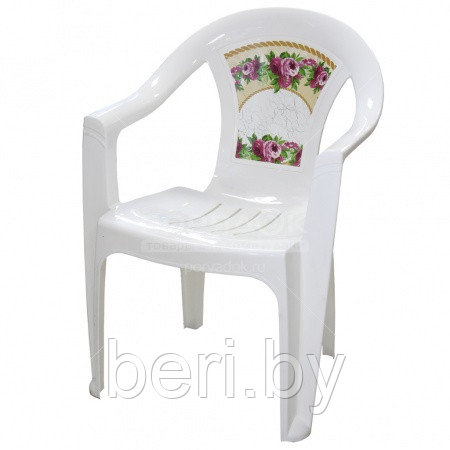Кресло "Верона" M3095 пластиковое для дачи, стул пластиковый бежевый, 585х540х800 - фото 2 - id-p61705183