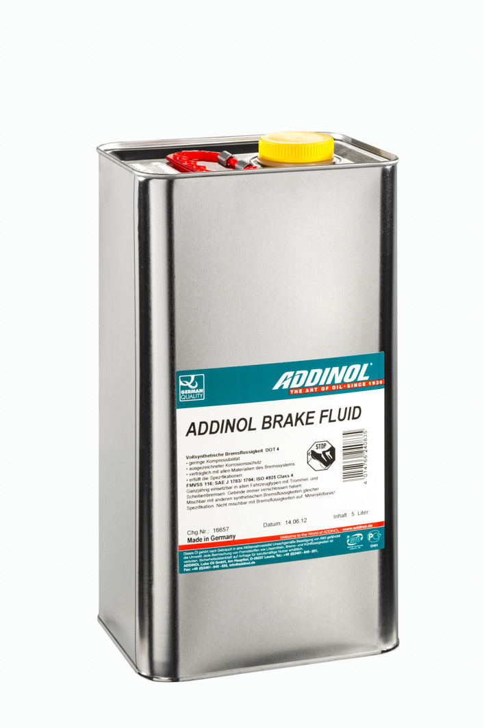 Жидкость тормозная ADDINOL Brake Fluid DOT 4, 5 л. - фото 1 - id-p61705464
