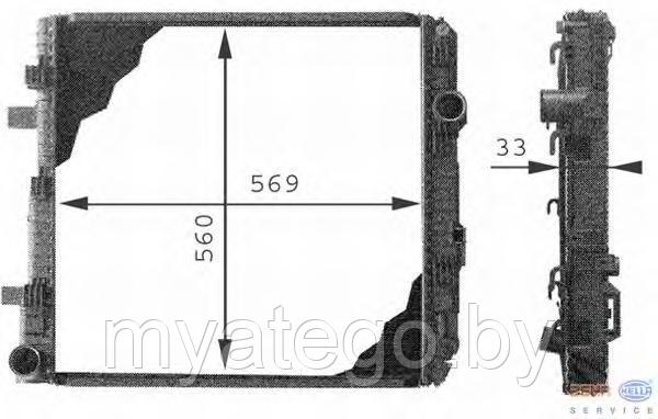 Радиатор 569х560х33 Mercedes Atego