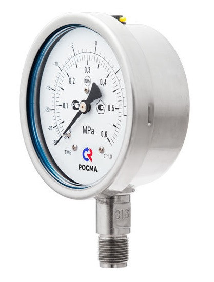Манометр аммиачный коррозионностойкий ТМ-621 NH3 серия 21 0 0,6 МПа ( 30+10 °C);М20×1,5 радиальный - фото 2 - id-p61891704