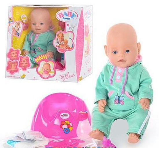 Кукла-пупс Baby Doll (аналог Baby Born) 9 аксессуаров, 9 функций