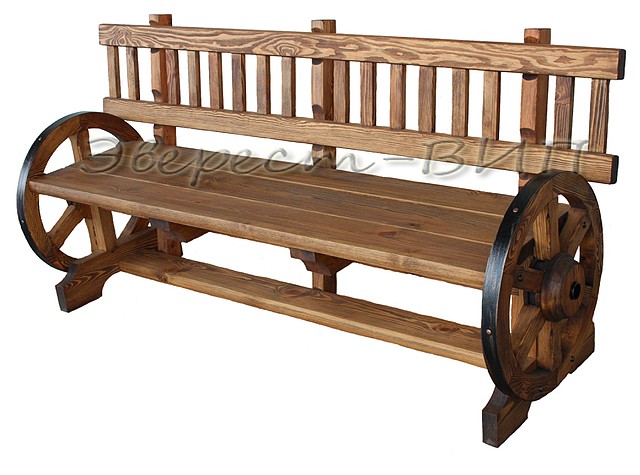 Деревянная скамейка с колёсами - фото 1 - id-p2545003