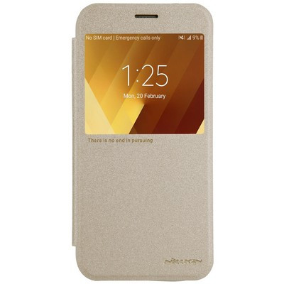 Полиуретановый чехол книга Nillkin Sparkle Leather Case Gold для Samsung A320F Galaxy A3 (2017) - фото 1 - id-p61999746