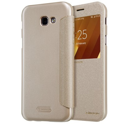 Полиуретановый чехол книга Nillkin Sparkle Leather Case Gold для Samsung A320F Galaxy A3 (2017) - фото 3 - id-p61999746