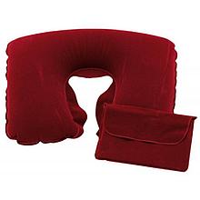 Надувная подушка-подголовник красного цвета.
