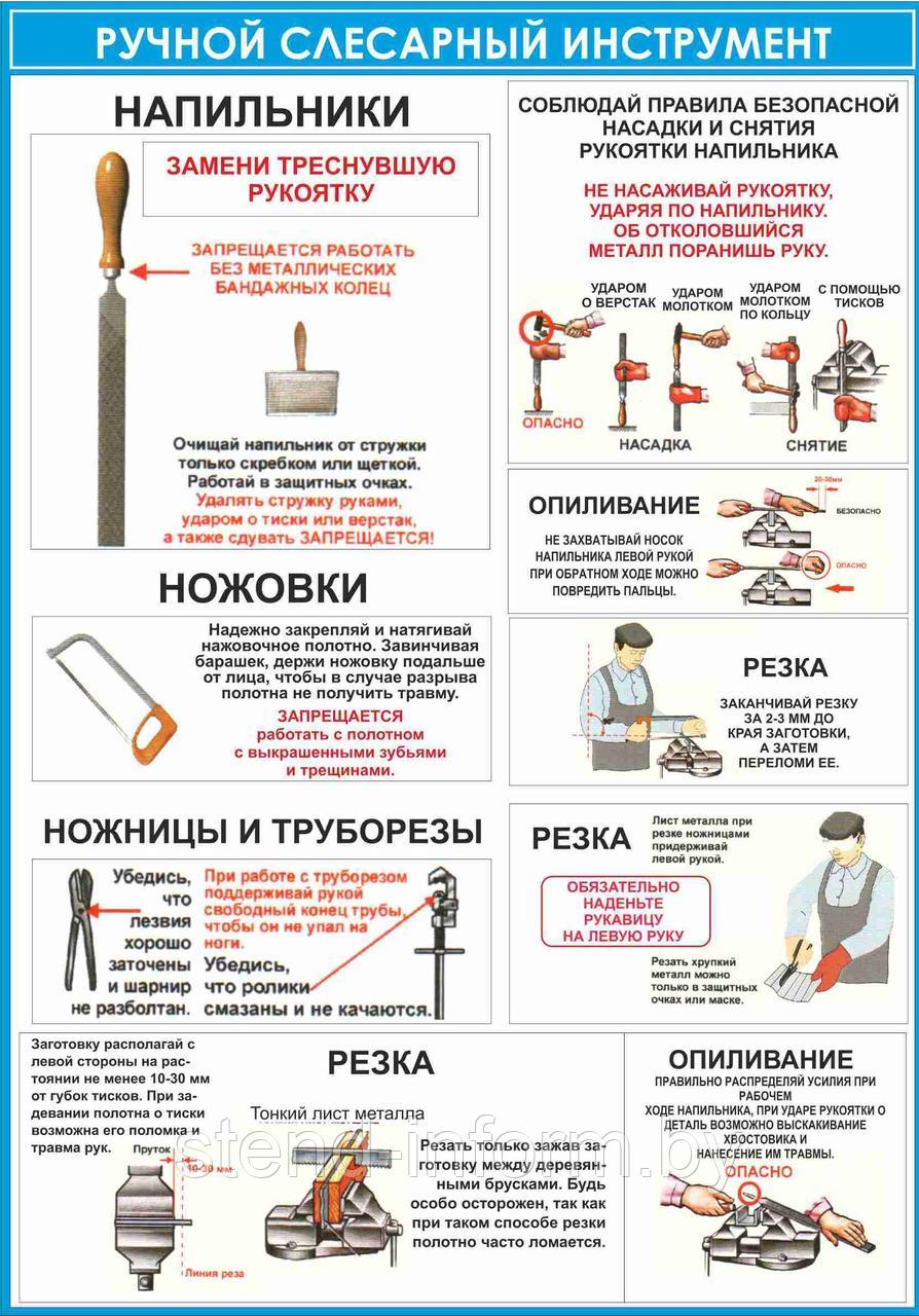 ПЛАКАТ ПО Охране труда "Ручной слесарный инструмент" №39 б р-р 42*56 см на ПВХ - фото 1 - id-p62020595