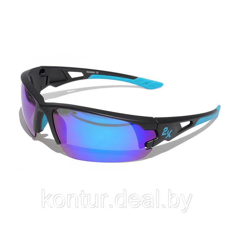 Очки солнцезащитные 2K S-15001-E (тёмно-серый / синие revo) - фото 2 - id-p62039249