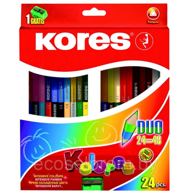 Цветные карандаши "KORES KOLORES DUO" с точилкой /24 - фото 1 - id-p62239953