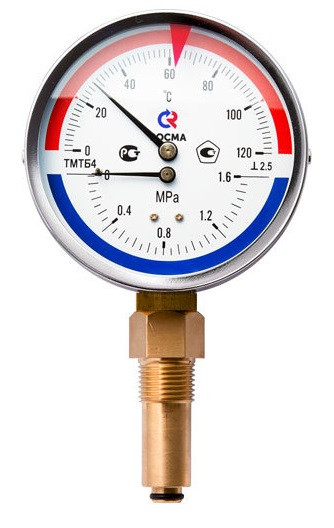 Термоманометр радиальный ТМТБ-3 0…1МПа 0…+120С L=64