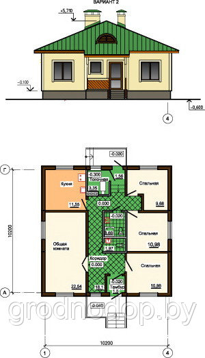 Дом каркасный 4-комнатный одноэтажный S=96 кв.м - фото 2 - id-p62266220