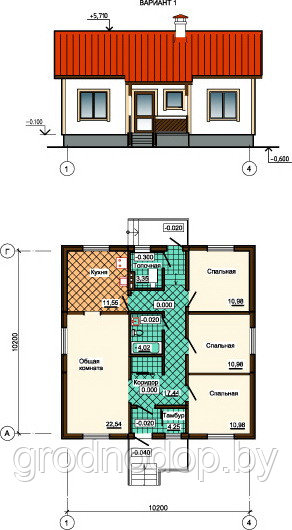 Дом каркасный 4-комнатный одноэтажный S=96 кв.м - фото 3 - id-p62266220