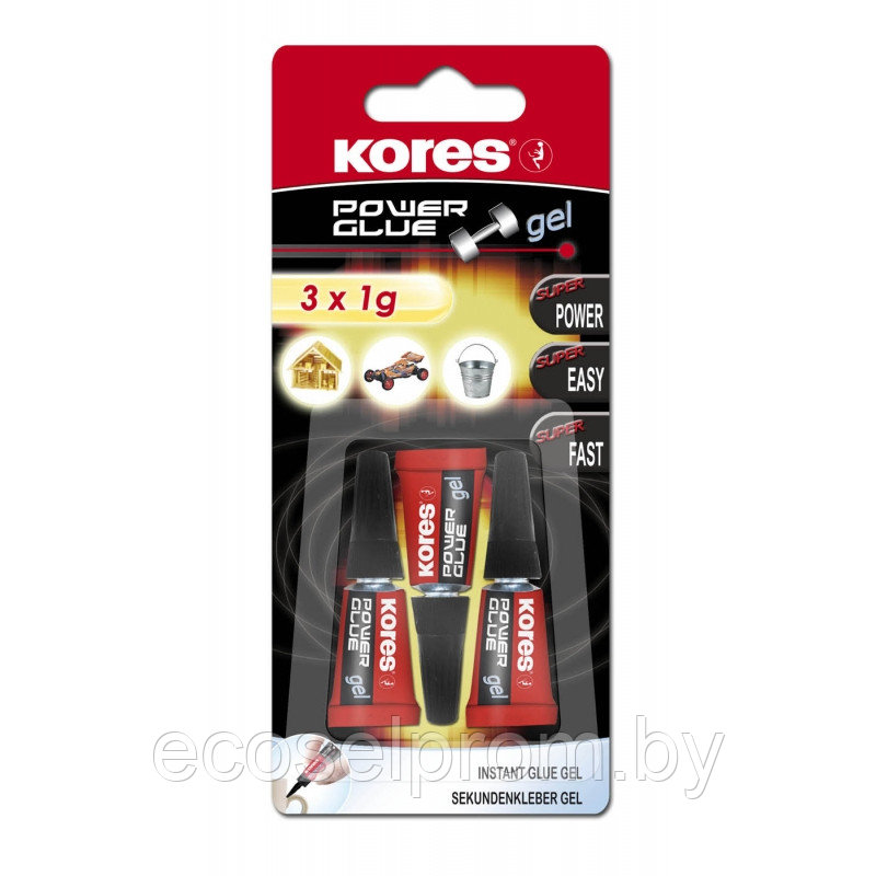 Супер-клей "Kores Powerglue GEL" 3*1гр. - фото 1 - id-p62294117