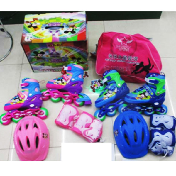 Набор детских роликовых коньков со светом и с защитой К13506 - фото 4 - id-p62318435