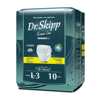 Подгузники для взрослых DR.SKIPP Econom, размер 3 (L), 10 шт. - фото 1 - id-p62405452