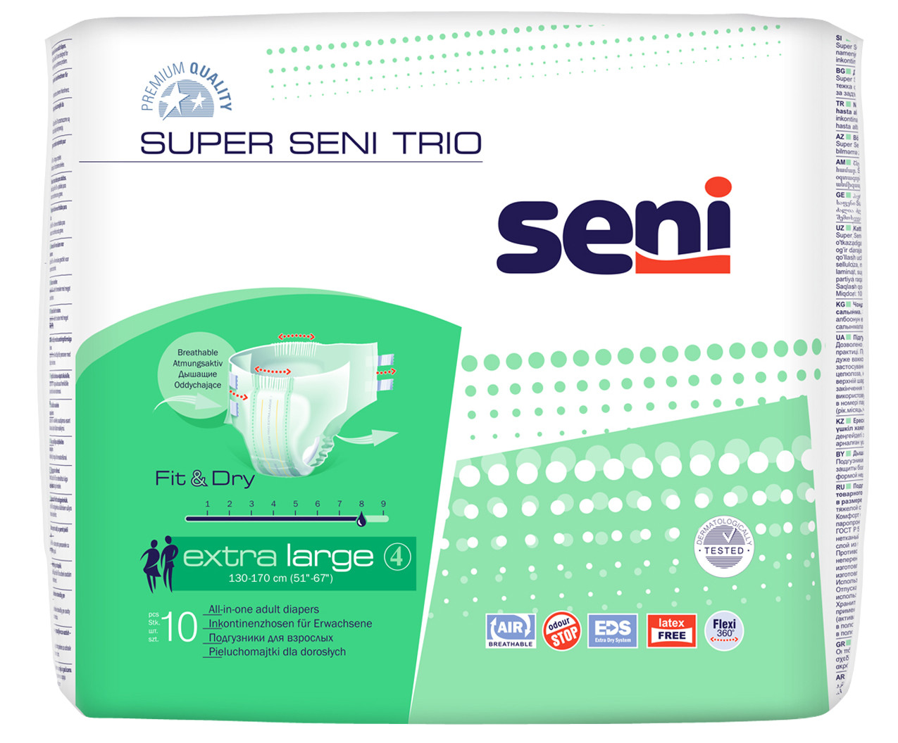 Подгузники для взрослых Super Seni Trio, размер 4 (Extra Large), 10 шт.