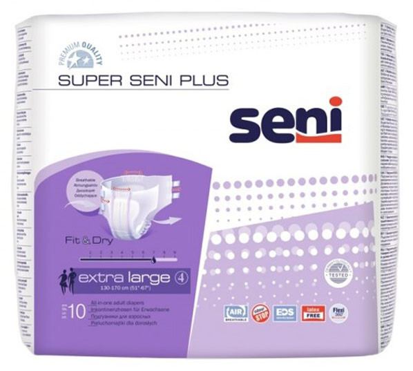 Подгузники для взрослых Super Seni Plus, размер 4 (Extra Large), 10 шт. - фото 1 - id-p62405623