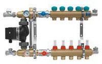 Коллекторная группа с профилем 1" для напольного отопления (серия 77A) 5 (410×601×123)
