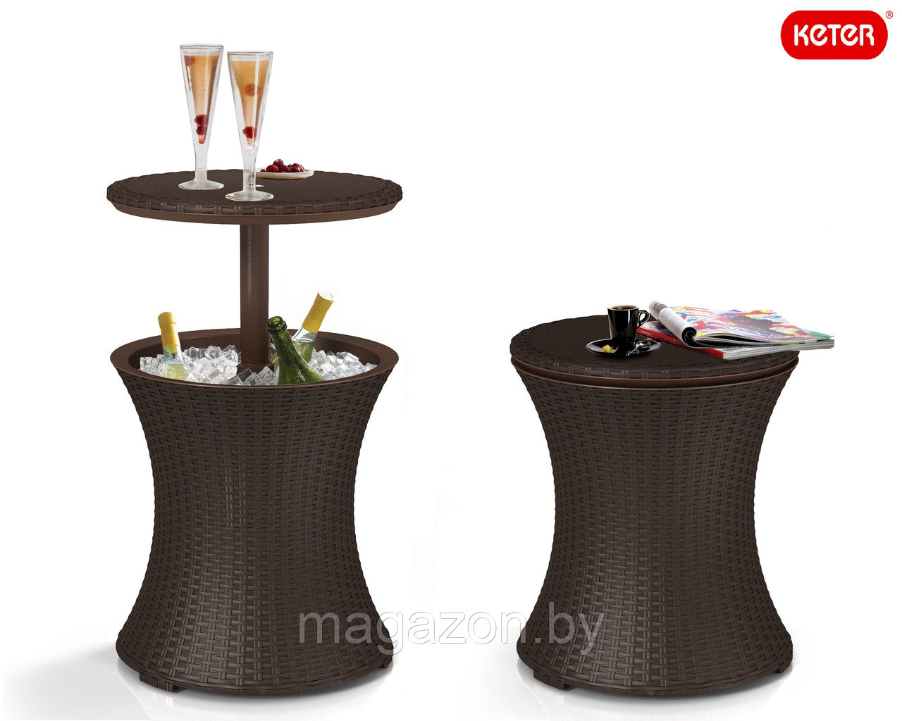 Стол-холодильник Cool Bar Rattan, коричневый