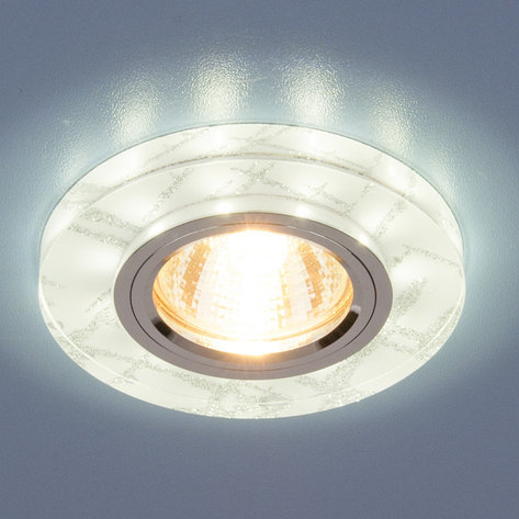 Точечный светильник со светодиодной подсветкой 8371 MR16 WH/SL белый/серебро, фото 2