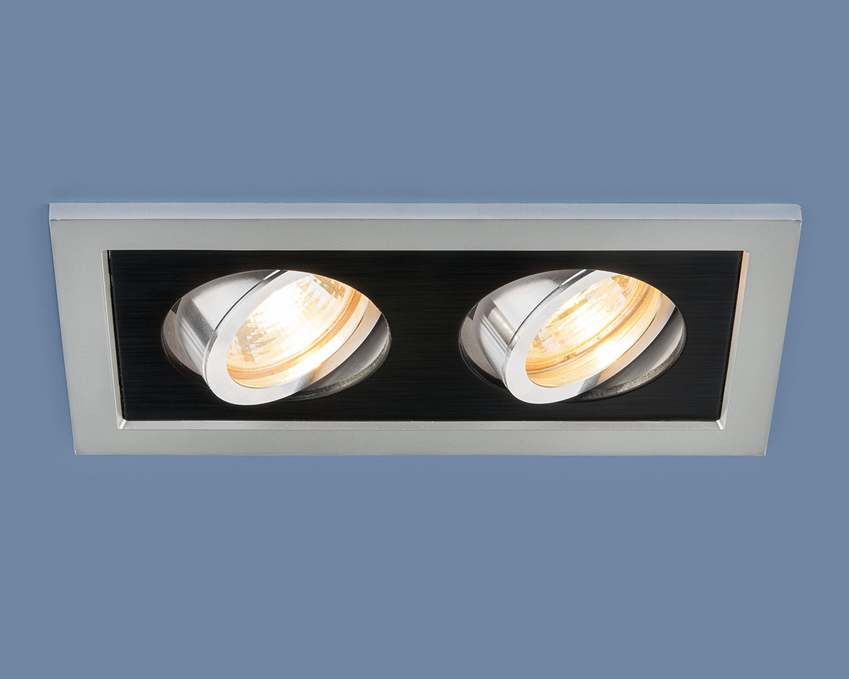 Точечный светильник с поворотным механизмом 1031/2 MR16 SL/BK серебро/черный - фото 1 - id-p62473007